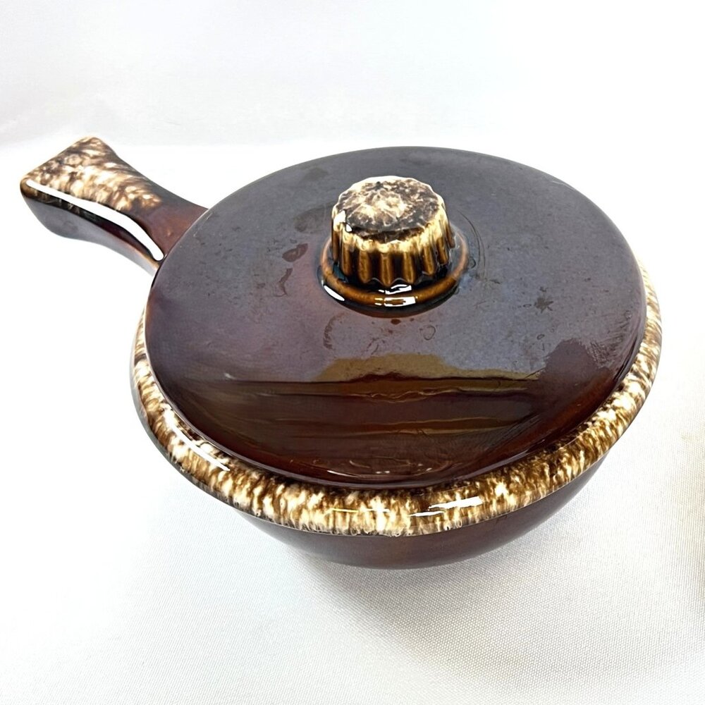 Hull Pottery Brown Drip Vintage Oven Proof Casserole Crock Pot with Lid